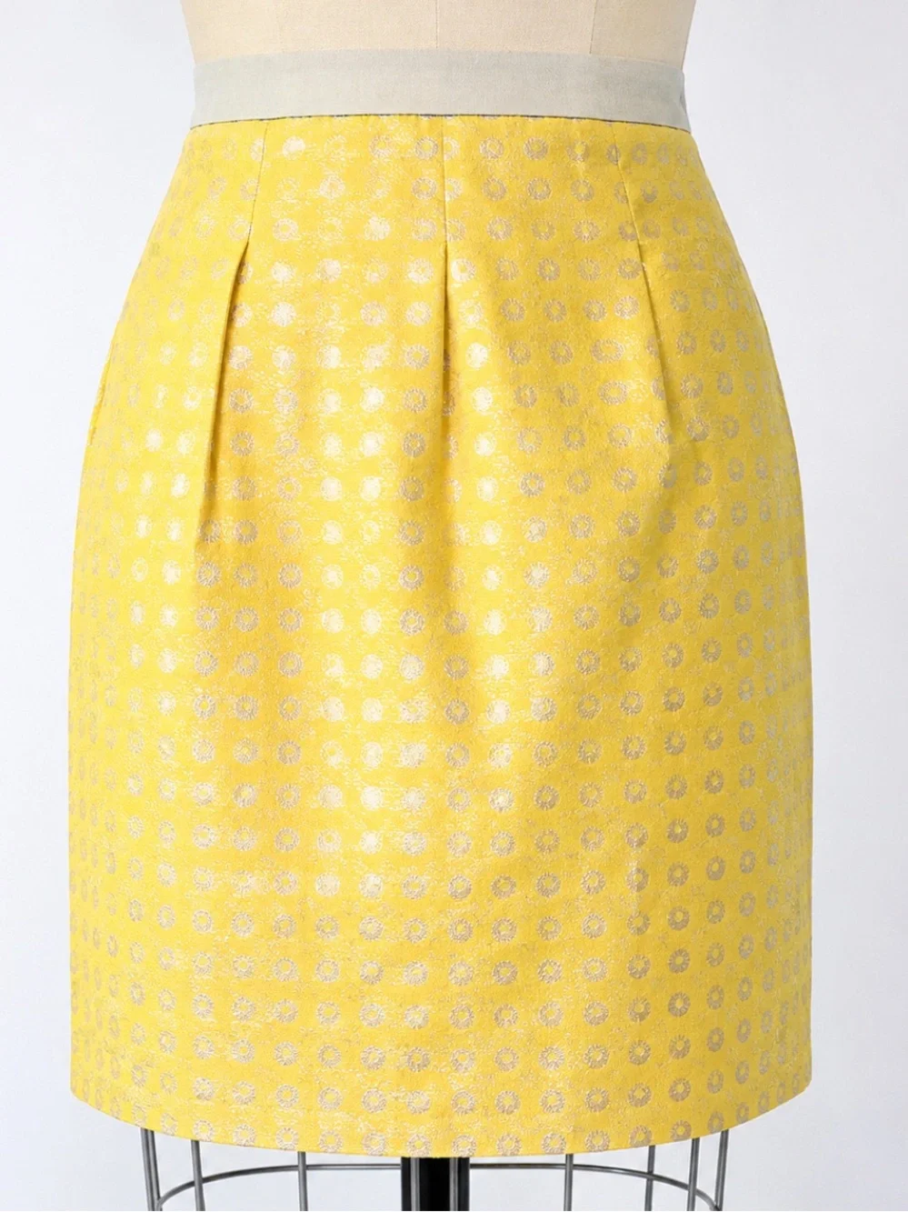 LOFT YELLOW GOLD POLKA DOT METALLIC SHIFT SKIRT 14 NWT